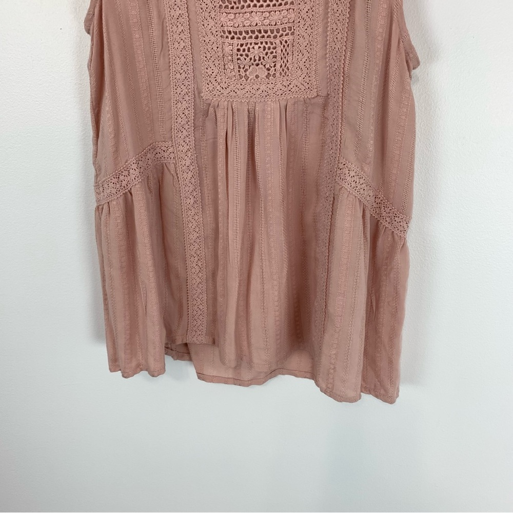 Knox Rose Lace Trim Light Pink Feminine Tank Top Size XS - Picture 3 of 8